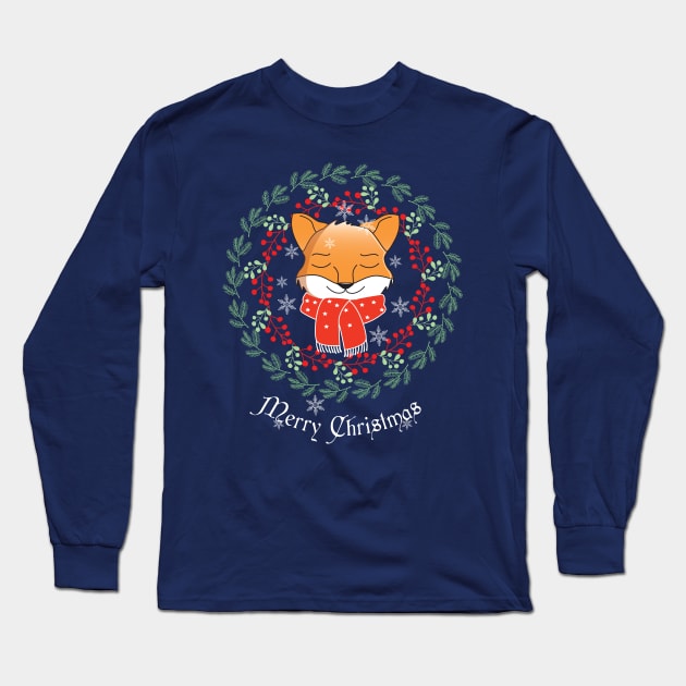 Christmas Fox Long Sleeve T-Shirt by emma17